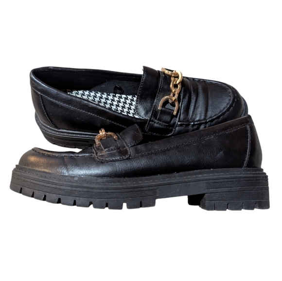 Y2K Chunky Seychelles Lugsole Loafers Chain Size 6.5 Black Grunge - Picture 2 of 7